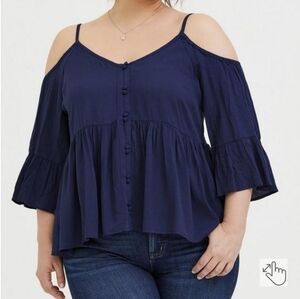 NWT Torrid Rayon crepe Babydoll off the shoulder blouse